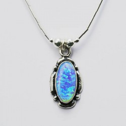 Blue Opal & Silver Necklace