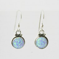 Blue Synthetic Opal & Silver Earrings