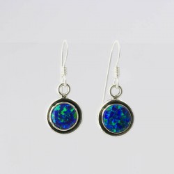Green Synthetic Opal & Silver Earrings