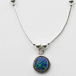 Green Synthetic Opal & Silver Necklace