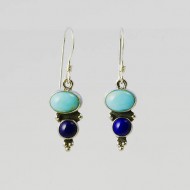Turquoise & Lapis Silver Earrings