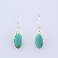 Turquoise and Silver Oval Earrings