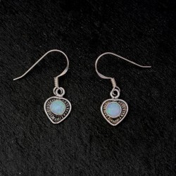 Blue Syhthetic Opal & Silver Earrings
