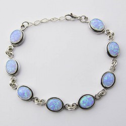 Blue Synthetic Opal Link Bracelet