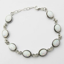White Synthetic Opal Link Bracelet