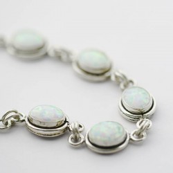 White Synthetic Opal Link Bracelet
