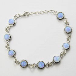 Blue Synthetic Opal Link Bracelet