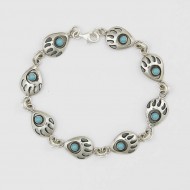 Turquoise and Silver Bear Paw Bracelet